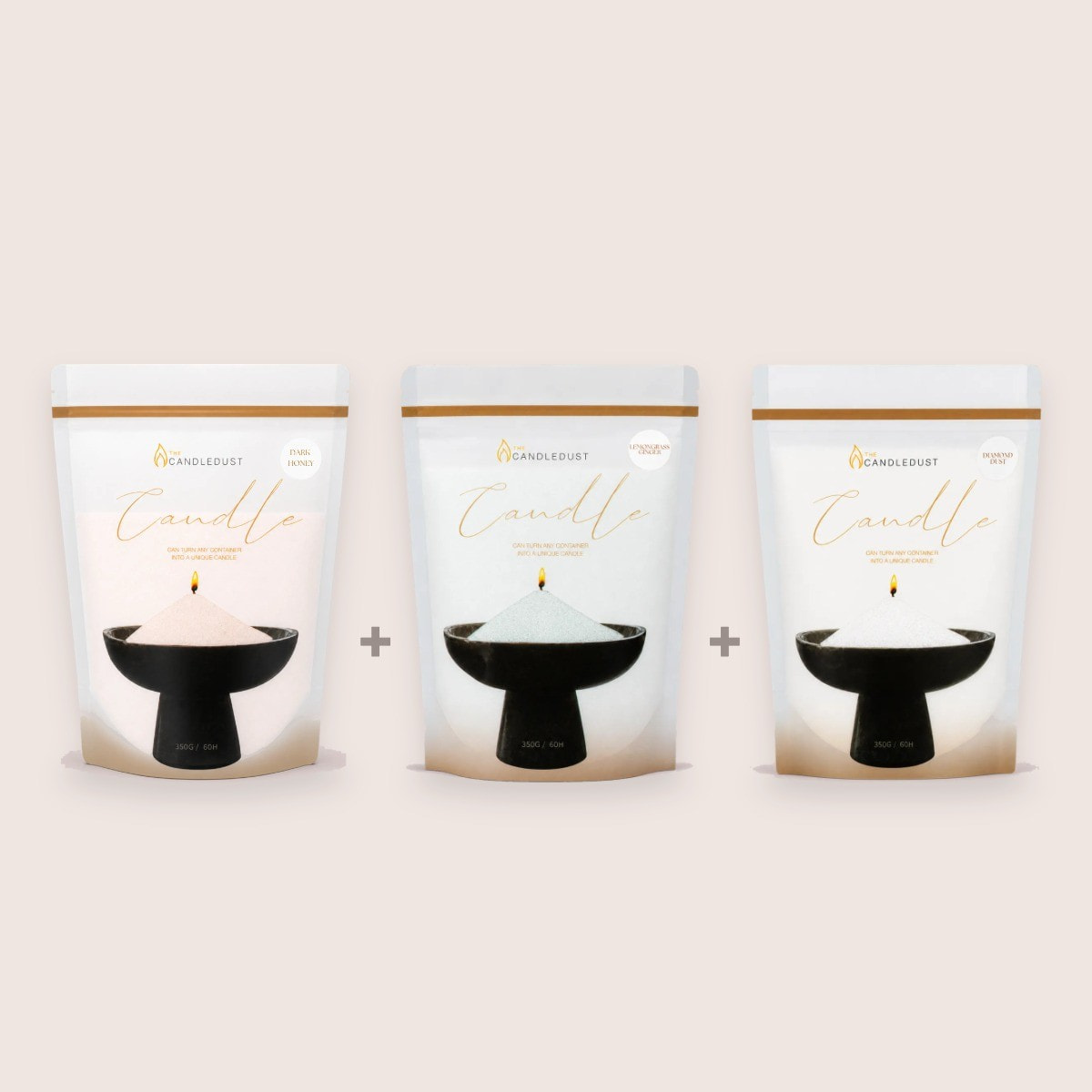 B Refill Trio, Dark Honey, Lemongrass Ginger, Diamond Dust, 3 × 350g